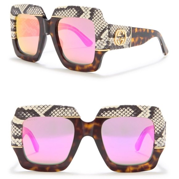 Gucci Oversized Havana Square Sunglasses GG04845
